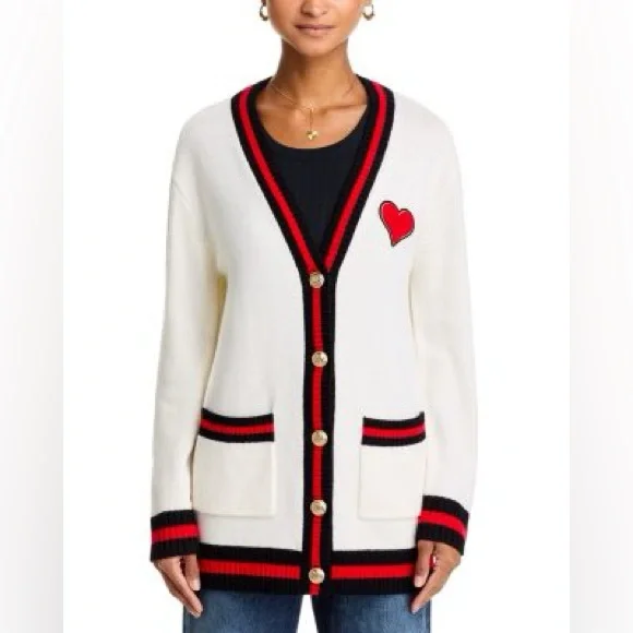 Alice + Olivia Bradford Stretch-Wool Cardigan Ecru Long Sleeve Women Small - Picture 1 of 8